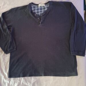Prides Landing mens black long sleeve henley large textured.